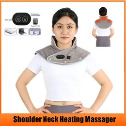 Massaging Neck Pillowws Electric Shoulder Protection Massager Heating Massage USB Cervical Vibration Relieve Pain Relief Back Brace Compress Tool 231121