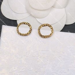 Chic Fried Dough Twists Stud Women Vintage Couple Earrings Women Gold Studs with Box