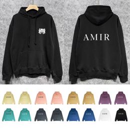 Amirrii Designer Classic Thick Bone Letter Printed Multi-color Long-sleeved Hoodie Street Loose Pure Cotton Hoodie Men and Women the Same