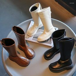 Boots Children PU Leathe For Girls Non-slip Princess Elegant Casual Mid-calf Fashion Classic Solid Colour Kids Shoes Winter