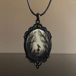 Pendant Necklaces Cross Necklace Selling Glass Gothic Style Crow Jewellery High-End Atmosphere