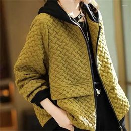 Women's Trench Coats Women Jacket Short Hooded Korean Autumn Winter 2023 Long Sleeve Loose Casual Zipper Windbreaker Female Overcoat Outwear