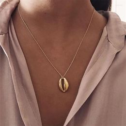 Chains Vintage Fashion Gold Silver Color Conch Shell Necklace Boho Simple Seashell Ocean Beach Bohemian Jewelry Wholesale