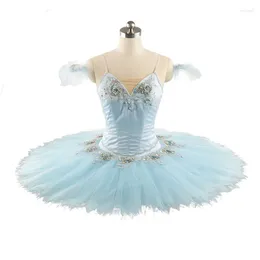 Stage Wear Professional High Quality Unique Design 12 Layers Custom Size Kids Girls Adult Women Performance Light Blue Ballet Tutu