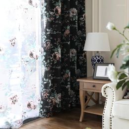 Curtain Curtains For Living Dining Room Bedroom Rose Black American Country Pastoral Cotton Linen Print Window Decor