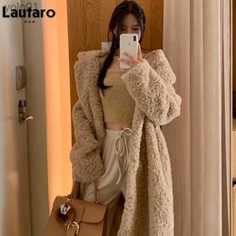 Women's Fur Faux Fur Lautaro Winter Long Oversized Shaggy Fuzzy Warm Thick Fluffy Faux Fur Coat Women Sashes Lapel Stylish Luxury Korean Fashion 2021L231121