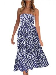 Casual Dresses Summer Women Dress Floral Printing Sleeveless Boho Ruffle Beach Maxi Tiered Midi