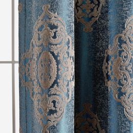 Curtain Curtains For Living Dining Room Bedroom Custom European Luxury Light Chenille Jacquard Window Decor Blue