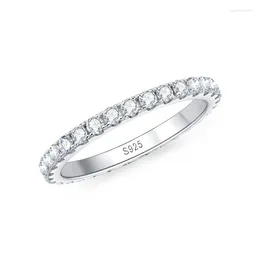 Cluster Rings 925 Sterling Silver 2mm D Colour Moissanite Diamond For Women 14K Gold Plated Wedding Eternity Ring Fine Jewellery