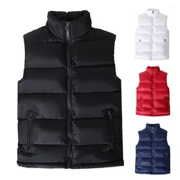 Men's Vests 2023 Thick Warm Vest Autumn Winter Cotton Padded Sleeveless Jacket Men Thermal Stand Collar Waistcoat Male