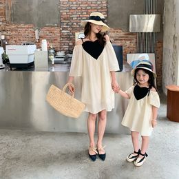 Family Matching Outfits Menoea Mother Kids Strapless Dress Family Matching Outfits Love Vacation Dresses Mommy and Daughter Matching Clothes Girl Dress 230421