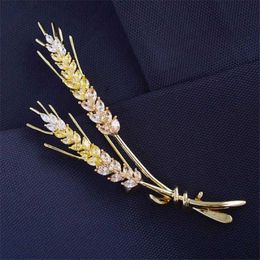 Pins Brooches Elegant Temperament Wheat Zircon Brooch Ladies Fashion Party Accessories Z0421