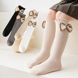 Kids Socks 4 Pairs Children Stockings Autumn Winter Bow knitted Thick Cotton Tights for Girls Fashion School Teen Kids Knee-high Socks 231121