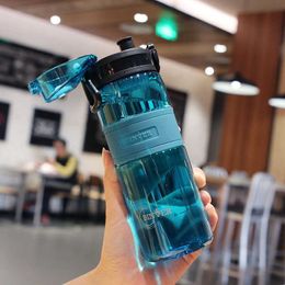 Mugs Gradient Colour Water Cups Travel Tea Cup Plastic Portable Outdoor Fitness Water Bottle Kitchen Drinkware Large Capacity 500ml Z0420
