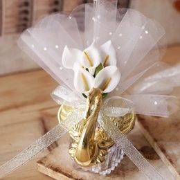 Gift Wrap 24 set Wedding Favour Boxes Acrylic Swan With Beautiful Lily Flower Wedding Gift Candy Favours Novelty Baby Shower Candy Boxes 231102