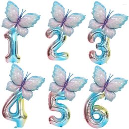 Party Decoration 40inch Butterfly Foil Balloons Birthday Balloon 32inch Number Set Baby Shower Decor Wedding Globos Supplies