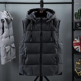 Men's Vests Men Parka Hooded Vest Winter Autumn Thick Warm Casual Baggy Padded Outerwear Waistcoat Sleeveless Jacket Oversize L-7XL