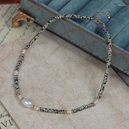 Choker Boho Vintage Spot Natural Stone Chain Necklaces Luxury Real Baroque Pearl Necklace Collar Jewelry For Women Party Wedding