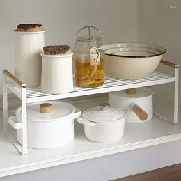 Kitchen Storage Stackable Rack Metal Countertop Cabinet Seasoning Organizer Shelf Bathroom Under Sink