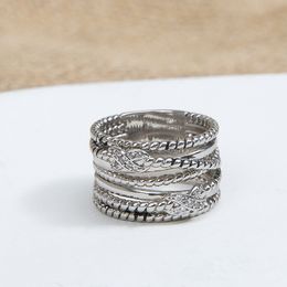 DY Twisted Braided Band Rings Designer Fashion Jewellery for Men Women Classic with diamonds 1:1 Ring Cable Wire Vintage X shape Engagement Gifts with box