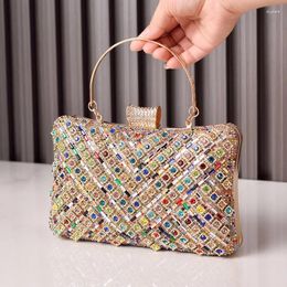 Evening Bags Colourful Unique Diamond Bling Clutch Luxury Women High Quality Designe Brand Handbags Crystals Shoulder Bag