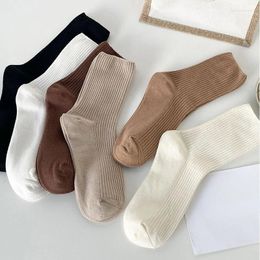 Women Socks 1/2 Pair Solid Colour College Style Women's Cotton Spring And Autumn Fashionable Comfortable Sports For