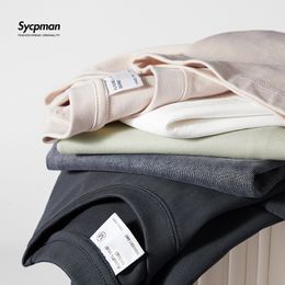 Mens TShirts Sycpman 300grams 1058oz Oversized Loose Heavy Weight Cotton Solid Colour Drop Shoulder Short Sleeve Tshirt Men for Summer 230420