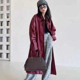 Coat Autumn Winter Long Trench For Girls Fashion Casual Streetwear Loose Leather Outerwear Teen Children Clothes 12 13 14 Years