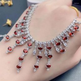 Pendants MeiBaPJ Match With Dress Natural Garnet Fashion Luxurious Necklace Genuine 925 Silver Red Stone Fine Wedding Jewellery For Women