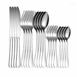 Dinnerware Sets Silver Cutlery Set Stainless Steel 20 Piece Fork Spoons Knives Golden Tableware Kitchen Western