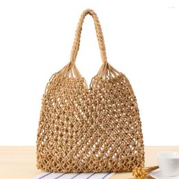 Storage Bags Women's Bohemian Summer Woven Beach Bag Handmade Hollow Out Straw Handbag Girl Cotton Rope Crochet