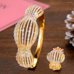 Necklace Earrings Set GODKI Luxury CANDY Bowknots African Bangle Ring For Women Wedding Cubic Zircon Crystal CZ Dubai Bridal Jewellery