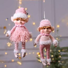 Christmas Decorations Blue fabric doll Cute decorations Gold pink boys and girls tree pendants Creative home props display pieces 231120