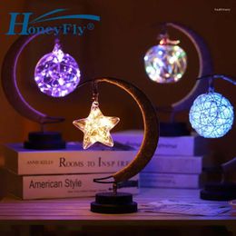Night Lights HoneyFly LED Light Takraw / Apple /Stars Decor Table Lamp Battery Powered Gift Sleeping Children Party
