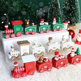 Christmas Decorations Merry Plastic Train Ornament 4 Knot Handassembled Toy for Home Santa Claus Gift Xmas Year Decoration 231120