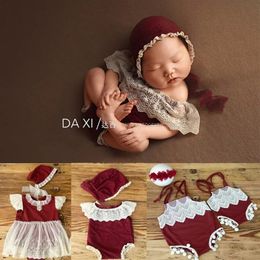 Caps Hats born Pography Props Baby Hat Christmas Baby Lace Romper Bodysuits Outfit Pography Studio Shoot Accessories 231120