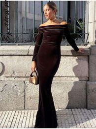 Solid Party Dresses for Women Fashion Sexy Casual Off Shoulder Long Sleeve Bodycon Dress Autumn Elegant Vestidos Robes