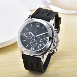 Men luxury designer Automatic quartz chronograph watch Mens auto 6 hands leather band Watches P1