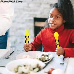 Dinnerware Sets Childrens Cutlery Set Utensils For Kids Bulldozer Excavator Shovel Spoon Fork Feeding Tableware Constructive Eating