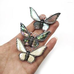 Pendant Necklaces Fashionable Natural Abalone Shell Butterfly Shaped Retro Women's Self-made Necklace Brooch And Leather Rope Jewellery