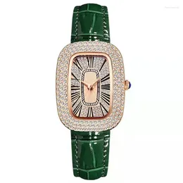 Wristwatches High Quality Fashion Luxury Full Diamond Pigeon Egg Lady Quartz Belt Watch Girl Student PROM Clock Vintage