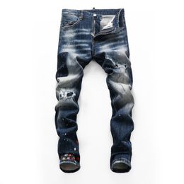DSQ PHANTOM TURTLE Men's Jeans Mens Italian Designer Jeans Skinny Ripped Cool Guy Causal Hole Denim Fashion Brand Fit Jeans Men Washed Pants 65288