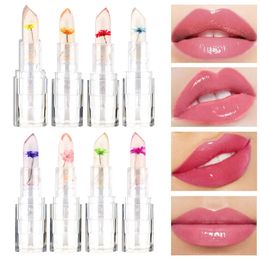 Lipstick Crystal Jelly Lip Balm Lipstick Flower Temperature Colour Changing Lip Balm Gloss Transparent Long Lasting Moisturiser Makeup 1Pc 231121