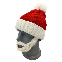 Caps Hats Knitted Christmas Hat Beard Head Santa Beard Hat Original Handmade Knit Warm Xmas Claus Hat with Beard Headwear for Adult Kid 231121