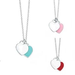 Luxury Heart Necklace Designer Jewelry Fashion Jewellery Gold Necklaces For Women Trendy Blue Red Pink Pendant Wedding Gift Girlfriend
