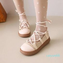 Dress Shoes Pumps Spring Autumn Style Rome Wind Wedge Cross Tie Women's Splicing Flat Student High