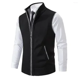 Men's Vests Mens Casual Knit Waistcoat Vest Slim Fit Sleeveless Cardigans Fleece Thickened Perfect For Daily Wear Sizes M 4XL