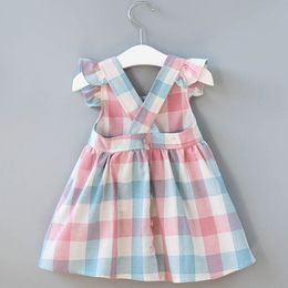 Girl s Dresses Summer Girls Korean Strap Plaid Casual Sleeveless Party Princess Cute Children s Baby Kids Girls Clothing 230420