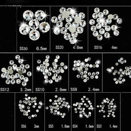 Nail Art Decorations YanRuo 2000NOHF All Sizes Shiny Crystal Clear Non fix Flatback Beauty Accessories Glass Rhinestones Nail Art Decorations 231120