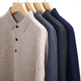 Men's Sweaters Cashmere Cotton Blend Large Size Autumn Winter Solid POLO-neck Casual Knit Pullovers Men Wool Warm Jumper To